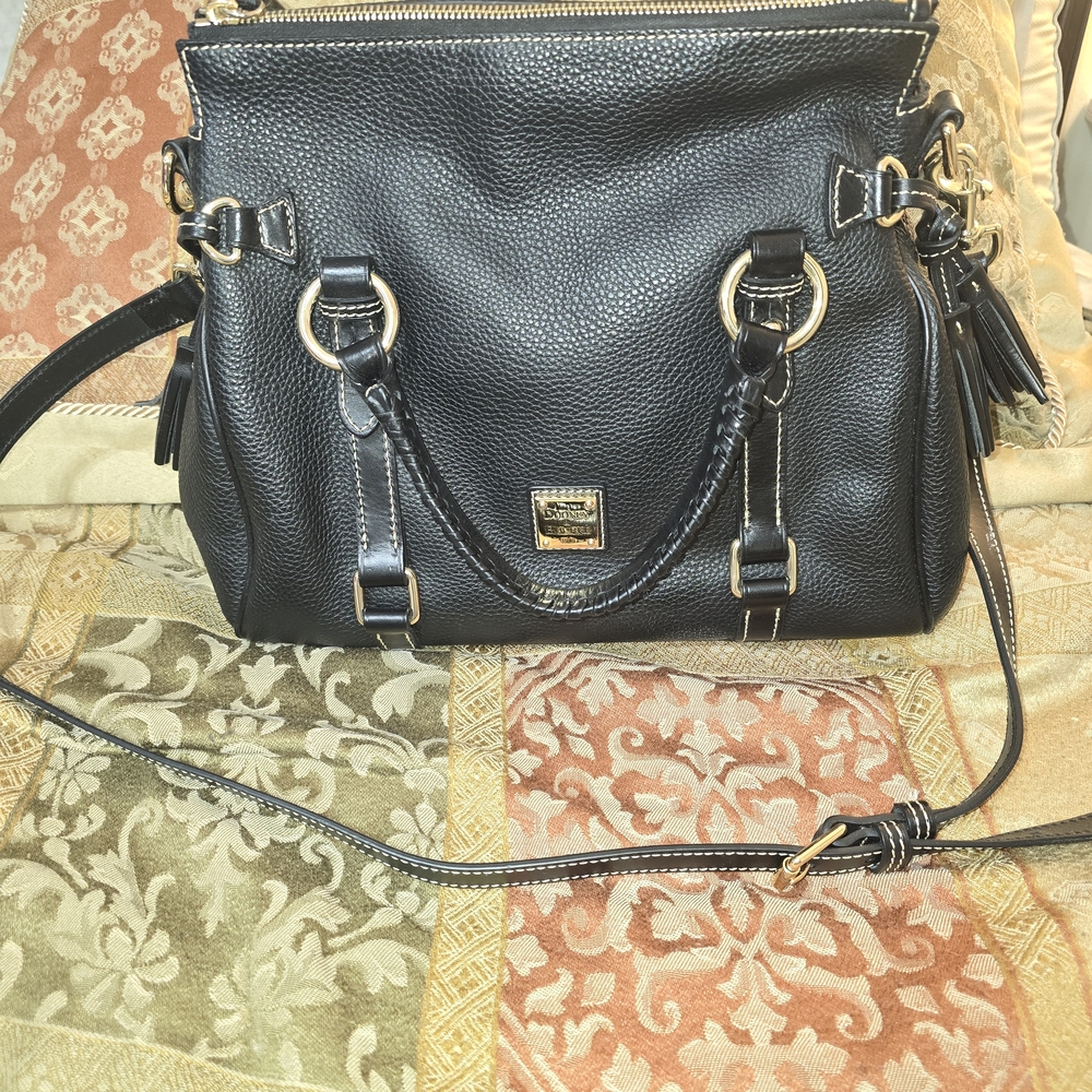 Dooney & Bourke Black Satchel with Gold Accents